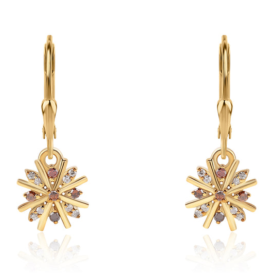 Goldplattierte Silberohrringe mit rotem Diamant