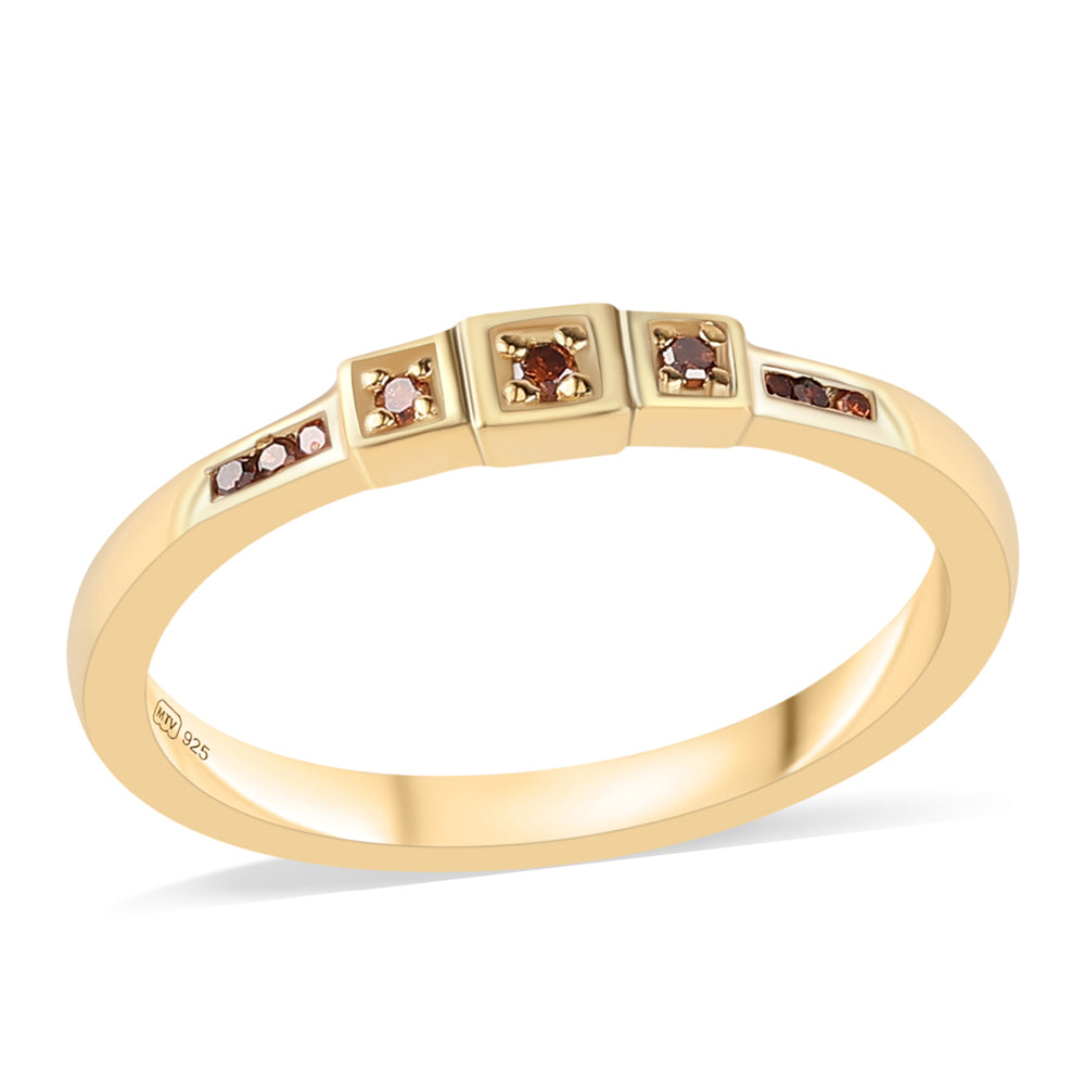 Goldplattierter Silberring mit rotem Diamant 1 