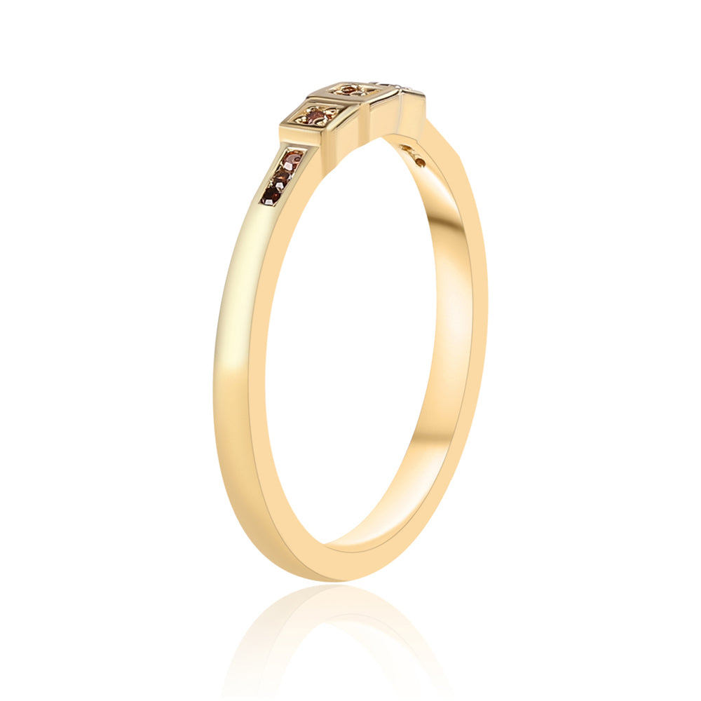 Goldplattierter Silberring mit rotem Diamant