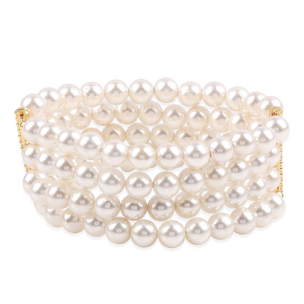 Goldplattiertes Silberarmband mit weißer Süßwasserperle 1 