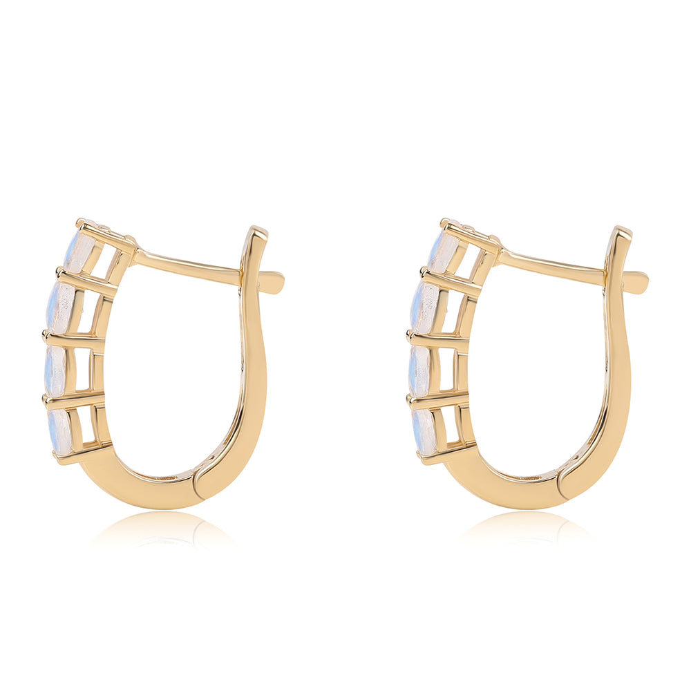 Goldplattierte Silberohrringe mit Regenbogenmondstein - Klasse AA 2 