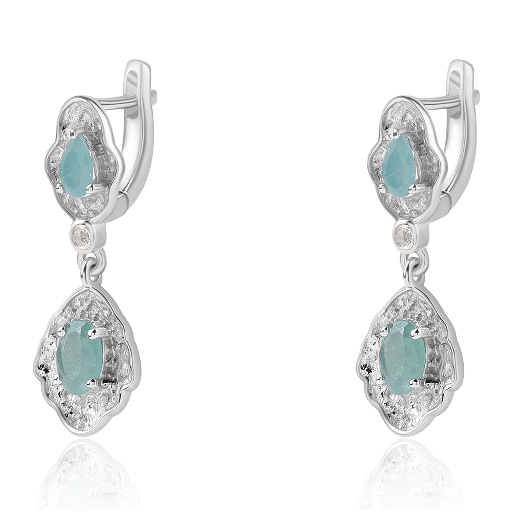 Silberohrringe mit Grandidierit und weißem Topas 1 