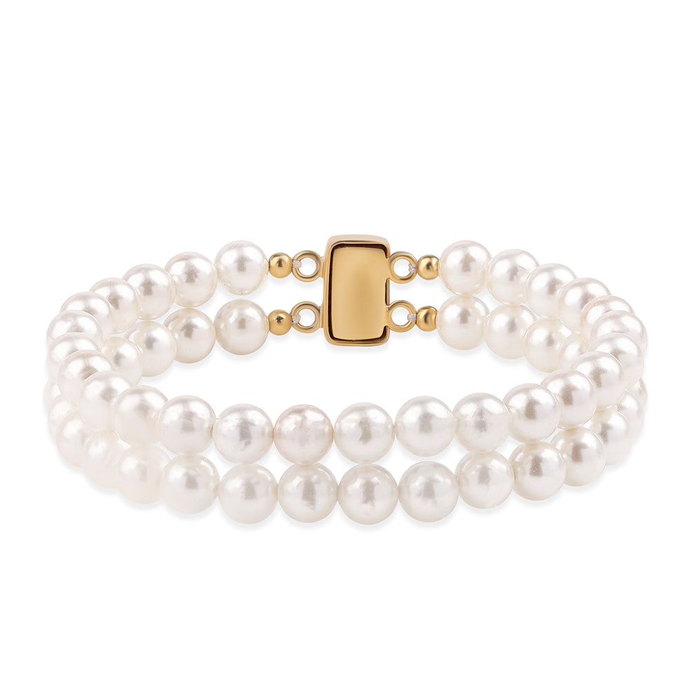 Goldplattiertes Silberarmband mit weißer Süßwasserperle 1 