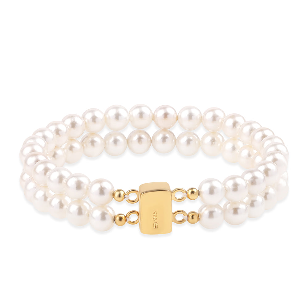 Goldplattiertes Silberarmband mit weißer Süßwasserperle 2 