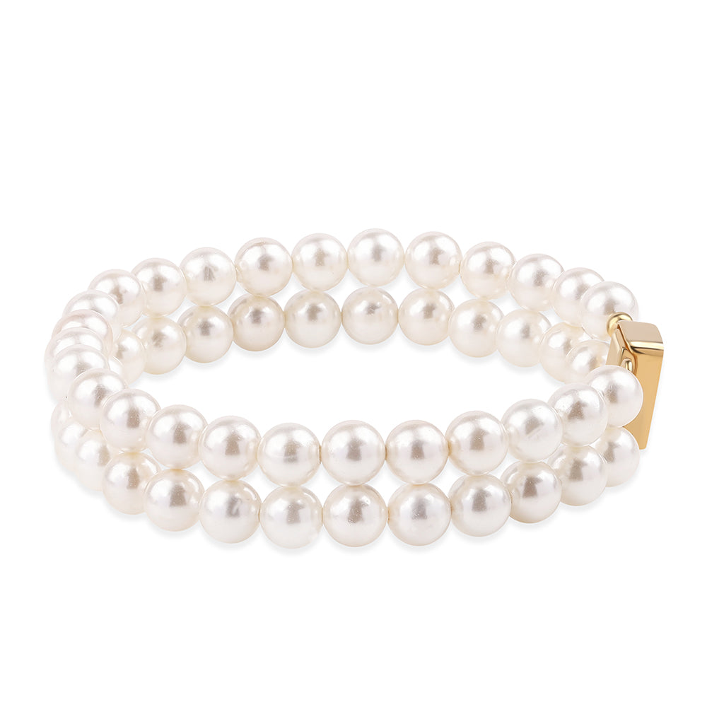Goldplattiertes Silberarmband mit weißer Süßwasserperle 3 