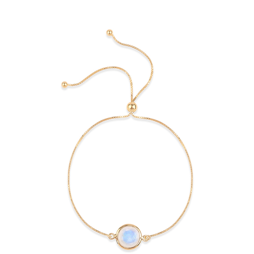 Goldplattiertes Silberarmband mit Regenbogenmondstein - Klasse AA 1 