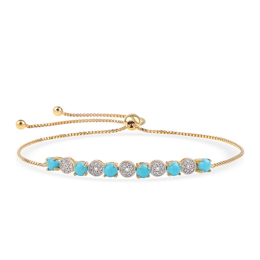 Goldplattiertes Silberarmband mit Dornröschen Türkis und weißem Topas