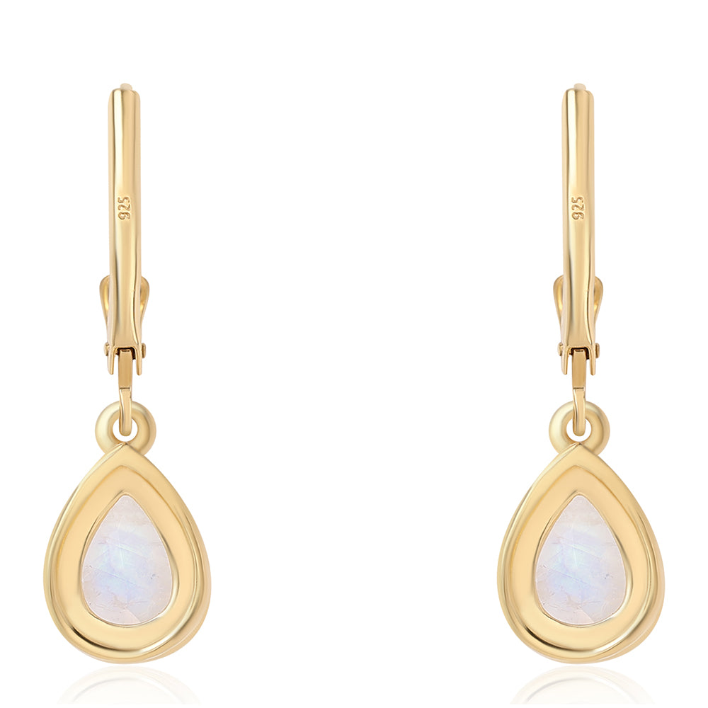 Goldplattierte Silberohrringe mit Regenbogenmondstein - Klasse AA und weißem Topas 3 