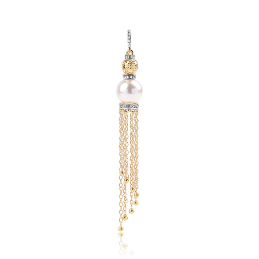 Goldplattierter Silberanhänger mit weißer Süßwasserperle und weißem Topas