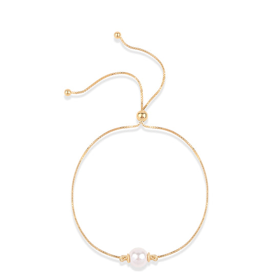 Goldplattiertes Silberarmband mit weißer Süßwasserperle