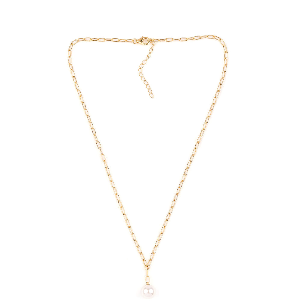 Goldplattierte Silberhalskette mit weißer Süßwasserperle