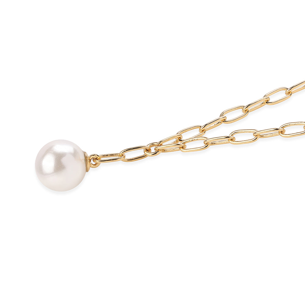 Goldplattierte Silberhalskette mit weißer Süßwasserperle 1 
