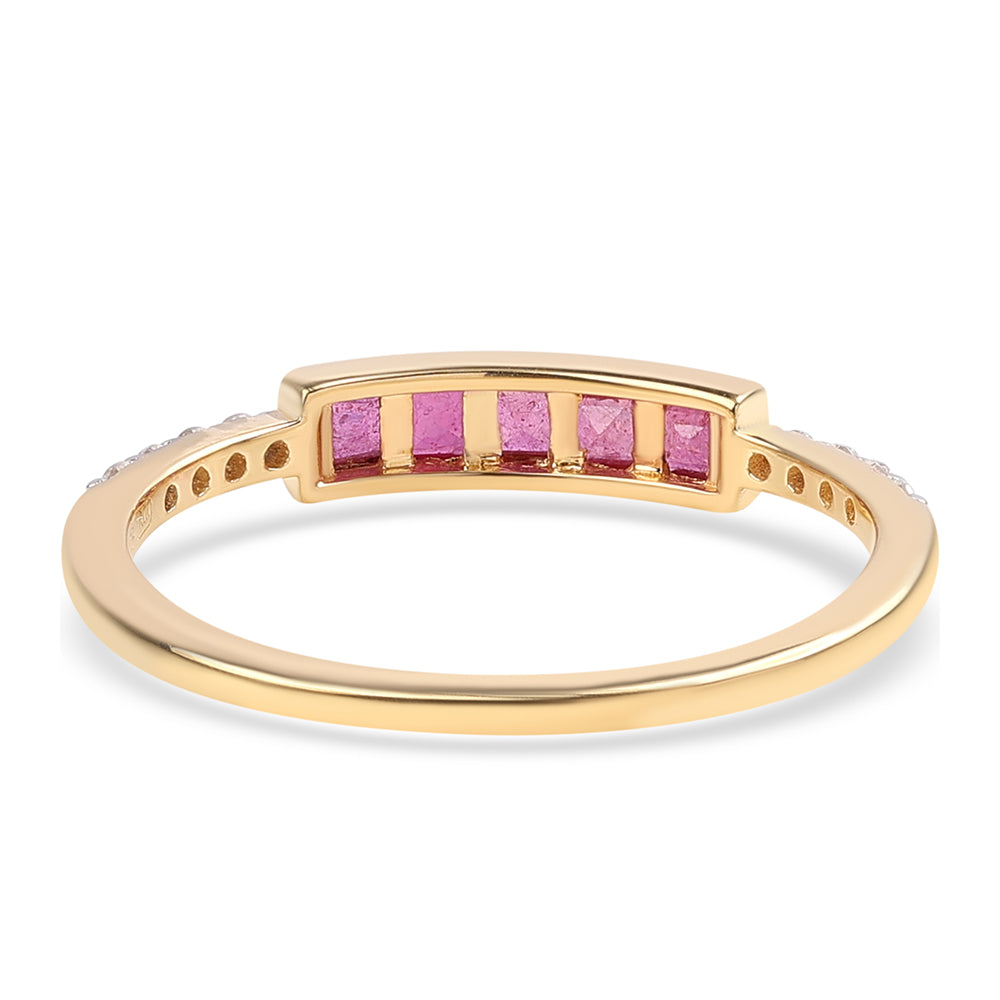 Goldplattierter Silberring mit Rubin aus Mosambik und weißem Topas 2 