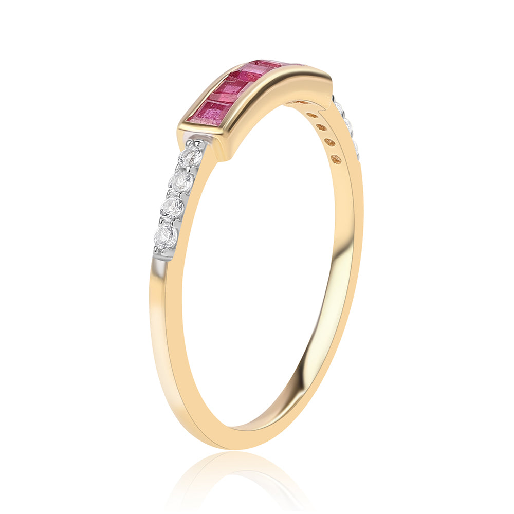 Goldplattierter Silberring mit Rubin aus Mosambik und weißem Topas 3 