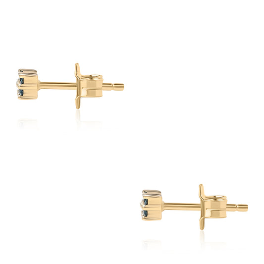 Goldplattierte Silberohrringe mit blauem Diamant