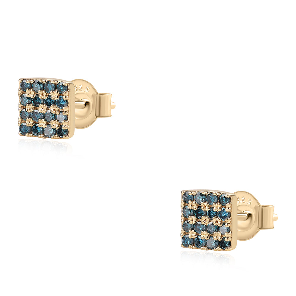 Goldplattierte Silberohrringe mit blauem Diamant 1 