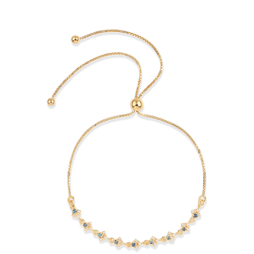 Goldplattiertes Silberarmband mit blauem Diamant und weißem Diamant 1 