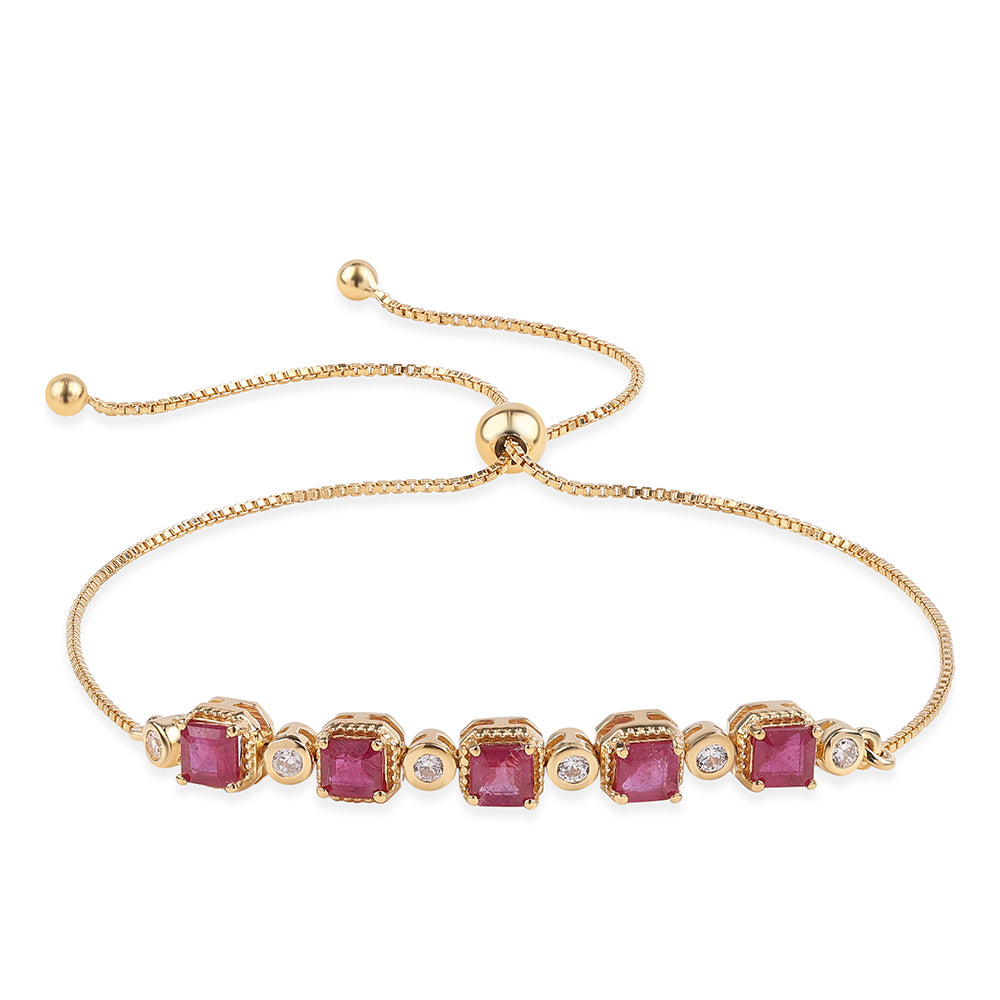 Goldplattiertes Silberarmband mit Rubin aus Mosambik und weißem Topas 1 