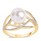 Goldplattierter Silberring mit weißer Süßwasserperle und weißem Topas