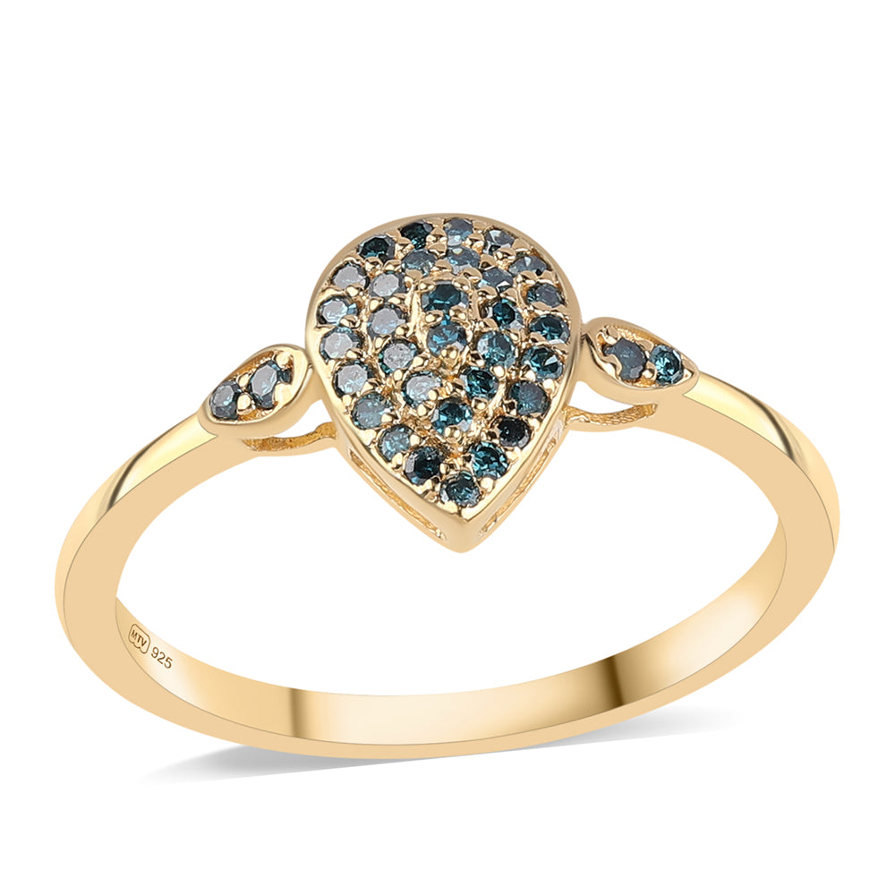 Goldplattierter Silberring mit blauem Diamant 1 