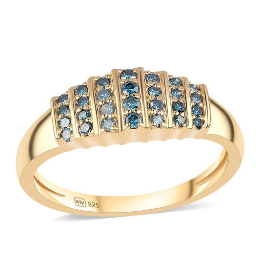 Goldplattierter Silberring mit blauem Diamant