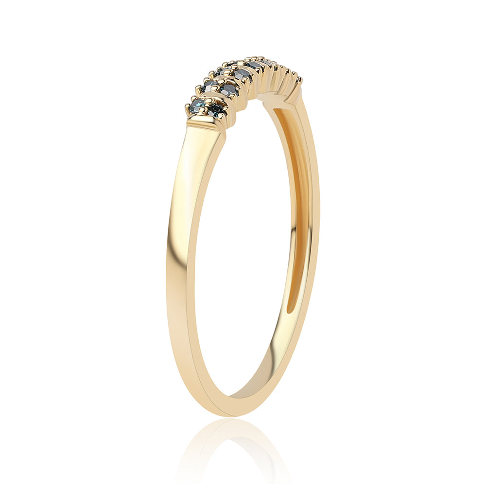 Goldplattierter Silberring mit blauem Diamant 3 