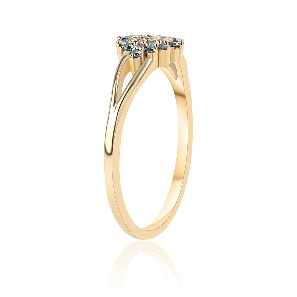 Goldplattierter Silberring mit blauem Diamant