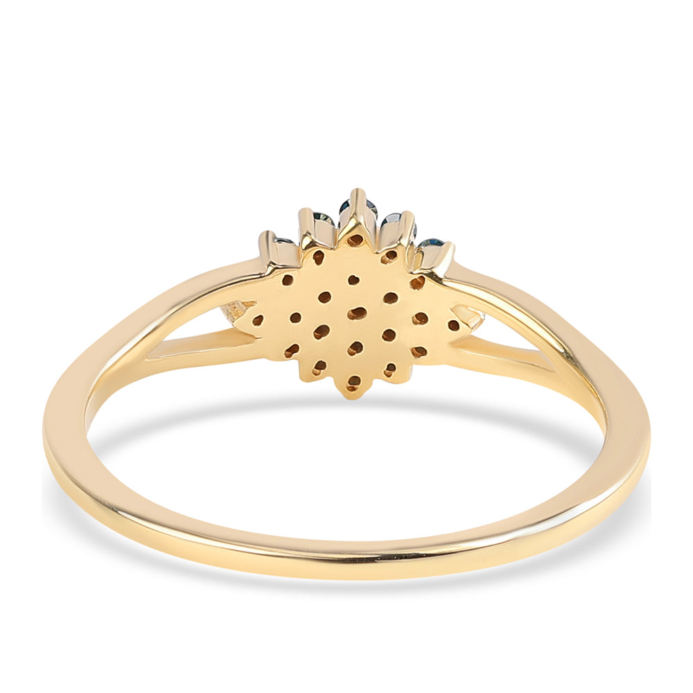 Goldplattierter Silberring mit blauem Diamant 3 