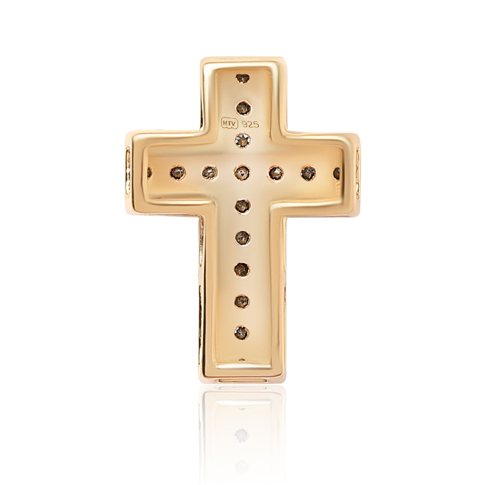 Goldplattierter Silberanhänger mit blauem Diamant