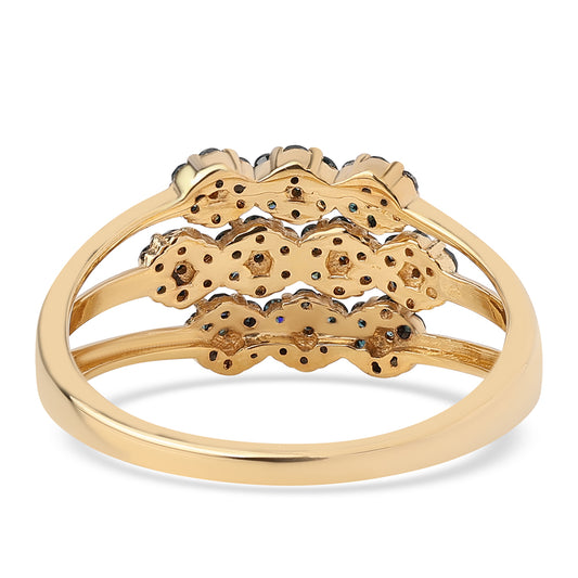 Goldplattierter Silberring mit blauem Diamant