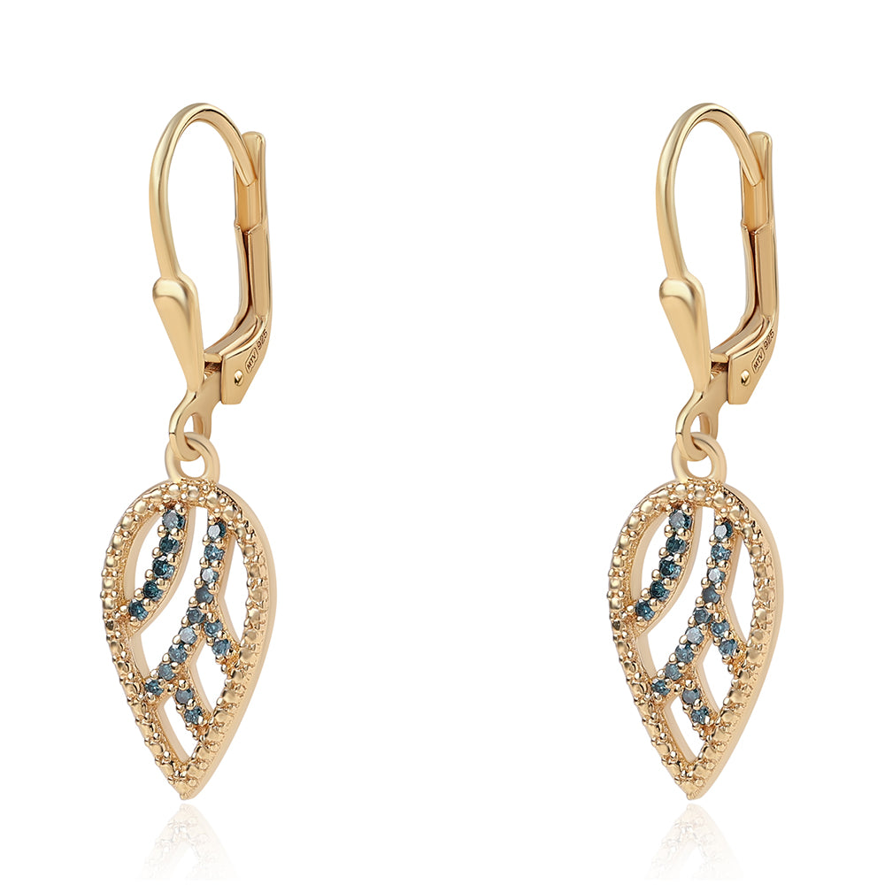 Goldplattierte Silberohrringe mit blauem Diamant 1 