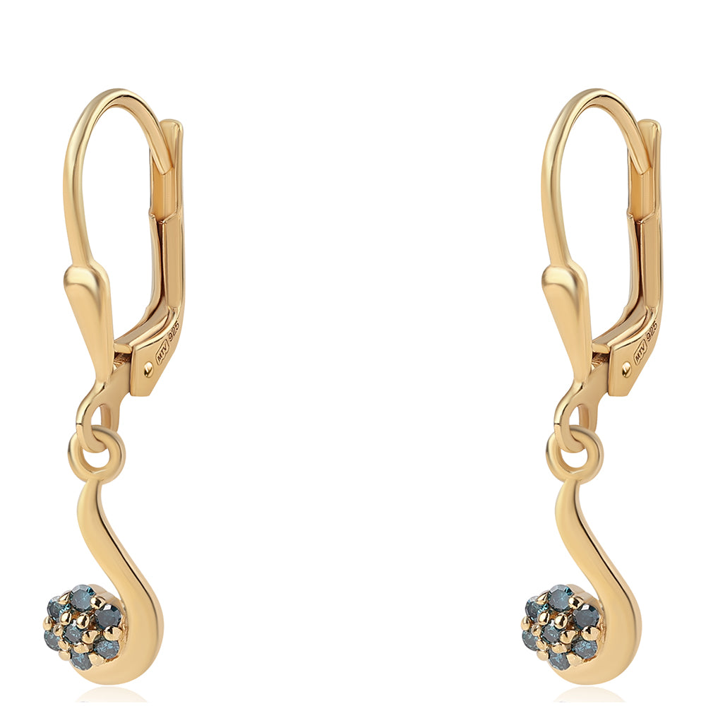 Goldplattierte Silberohrringe mit blauem Diamant 1 