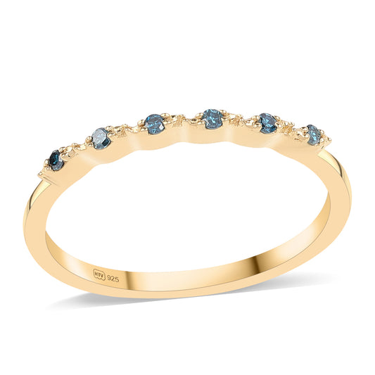 Goldplattierter Silberring mit blauem Diamant