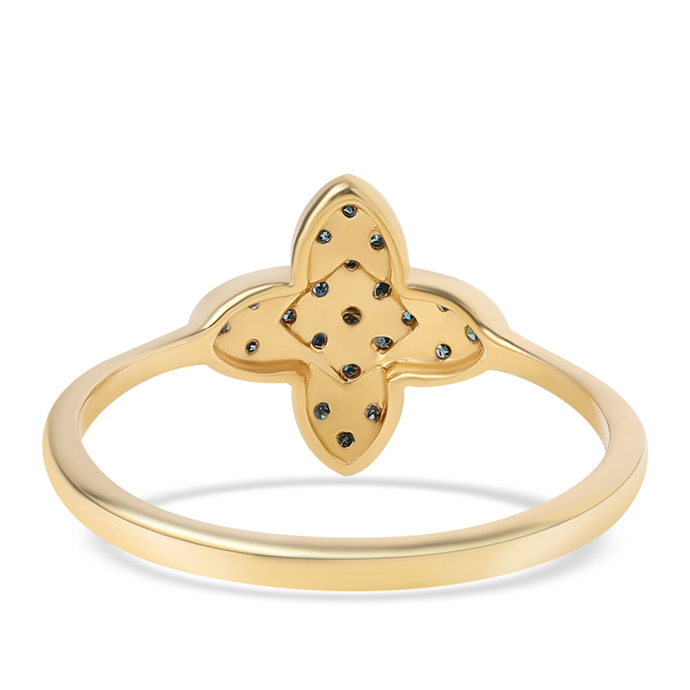 Goldplattierter Silberring mit blauem Diamant