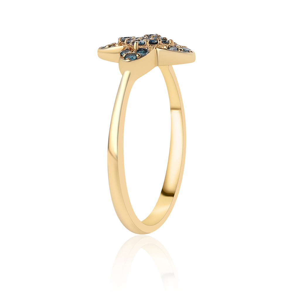 Goldplattierter Silberring mit blauem Diamant 3 