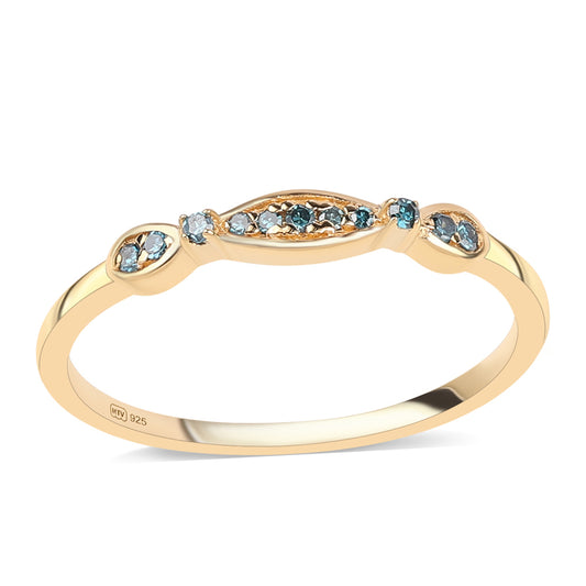Goldplattierter Silberring mit blauem Diamant