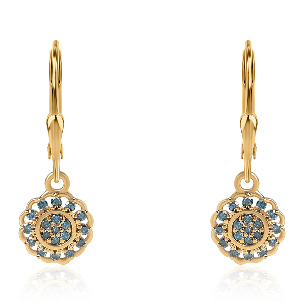 Goldplattierte Silberohrringe mit blauem Diamant 2 