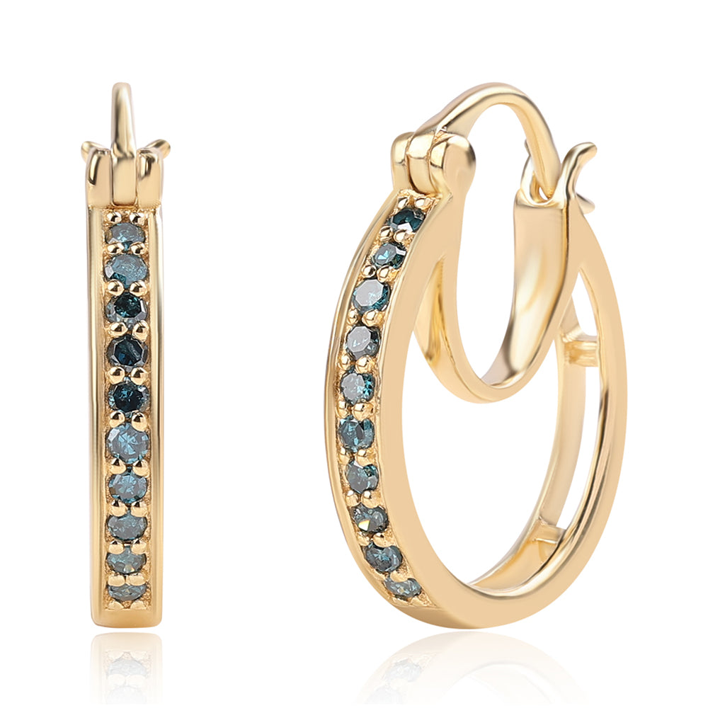 Goldplattierte Silberohrringe mit blauem Diamant 1 