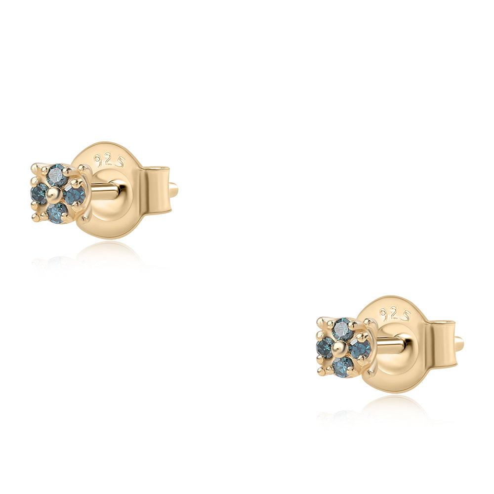 Goldplattierte Silberohrringe mit blauem Diamant 1 