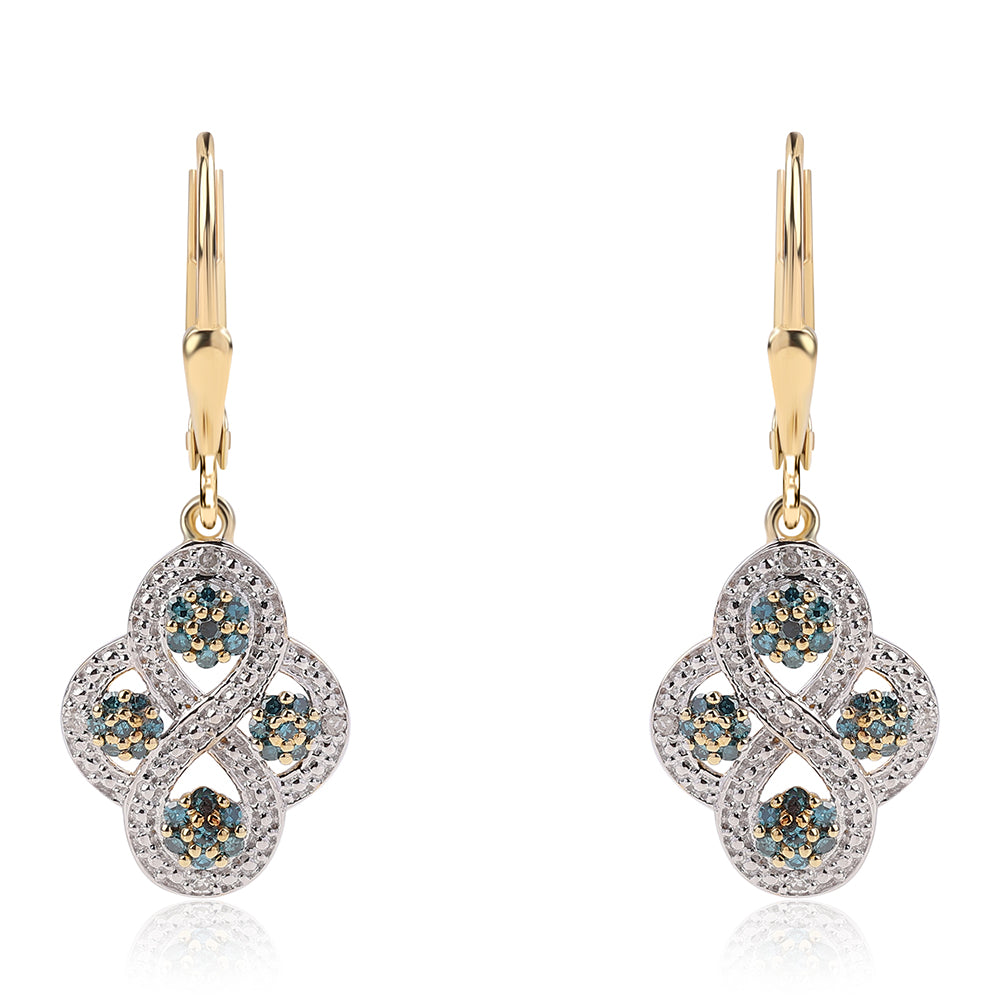 Goldplattierte Silberohrringe mit blauem Diamant 2 