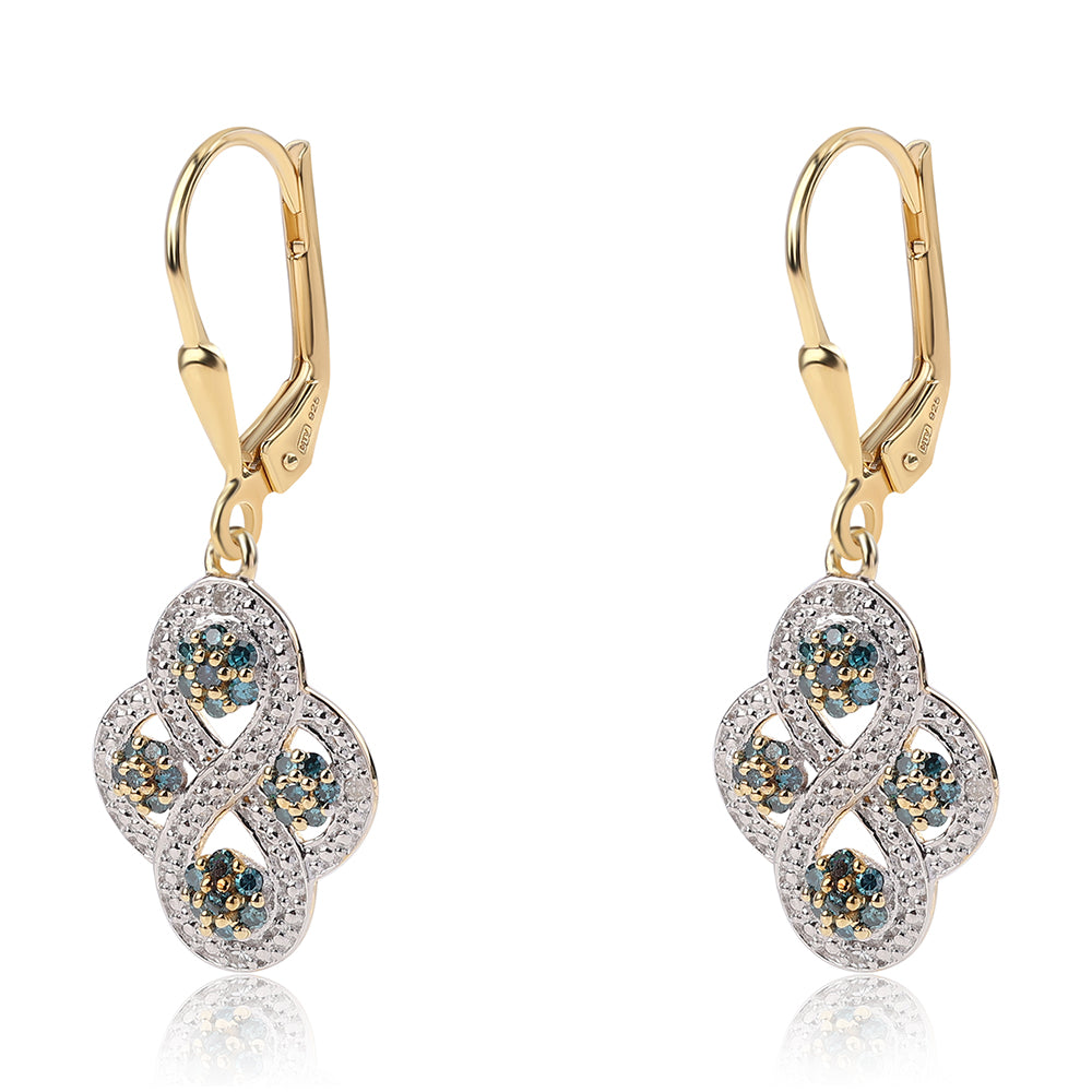 Goldplattierte Silberohrringe mit blauem Diamant 1 