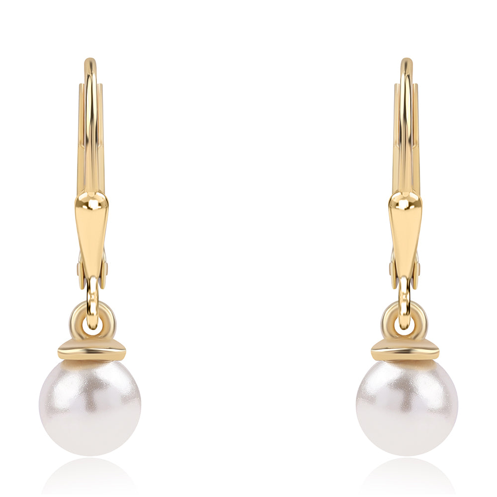 Goldplattierte Silberohrringe mit weißer Süßwasserperle 2 