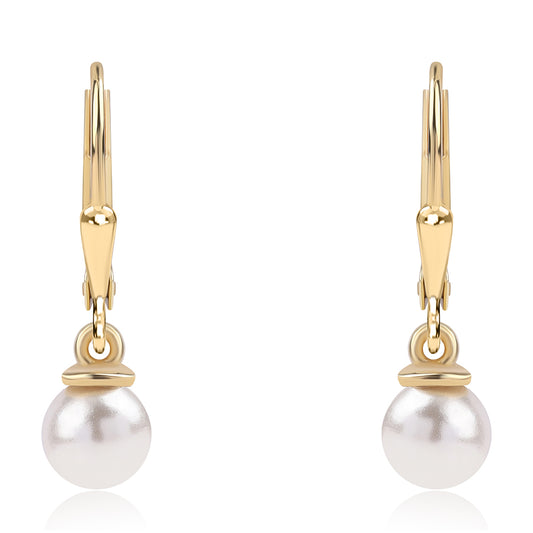 Goldplattierte Silberohrringe mit weißer Süßwasserperle