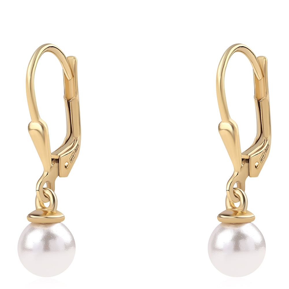 Goldplattierte Silberohrringe mit weißer Süßwasserperle 1 
