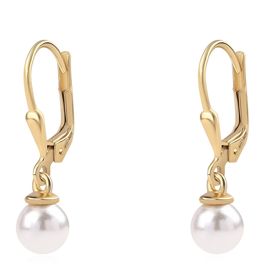 Goldplattierte Silberohrringe mit weißer Süßwasserperle