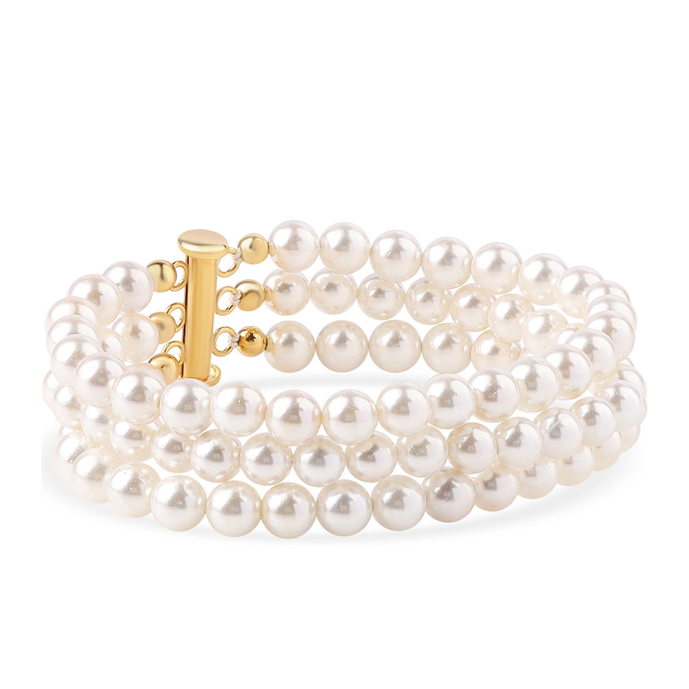 Goldplattiertes Silberarmband mit weißer Süßwasserperle 1 