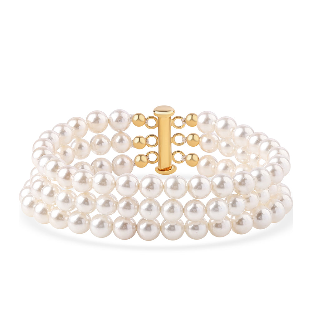 Goldplattiertes Silberarmband mit weißer Süßwasserperle 2 