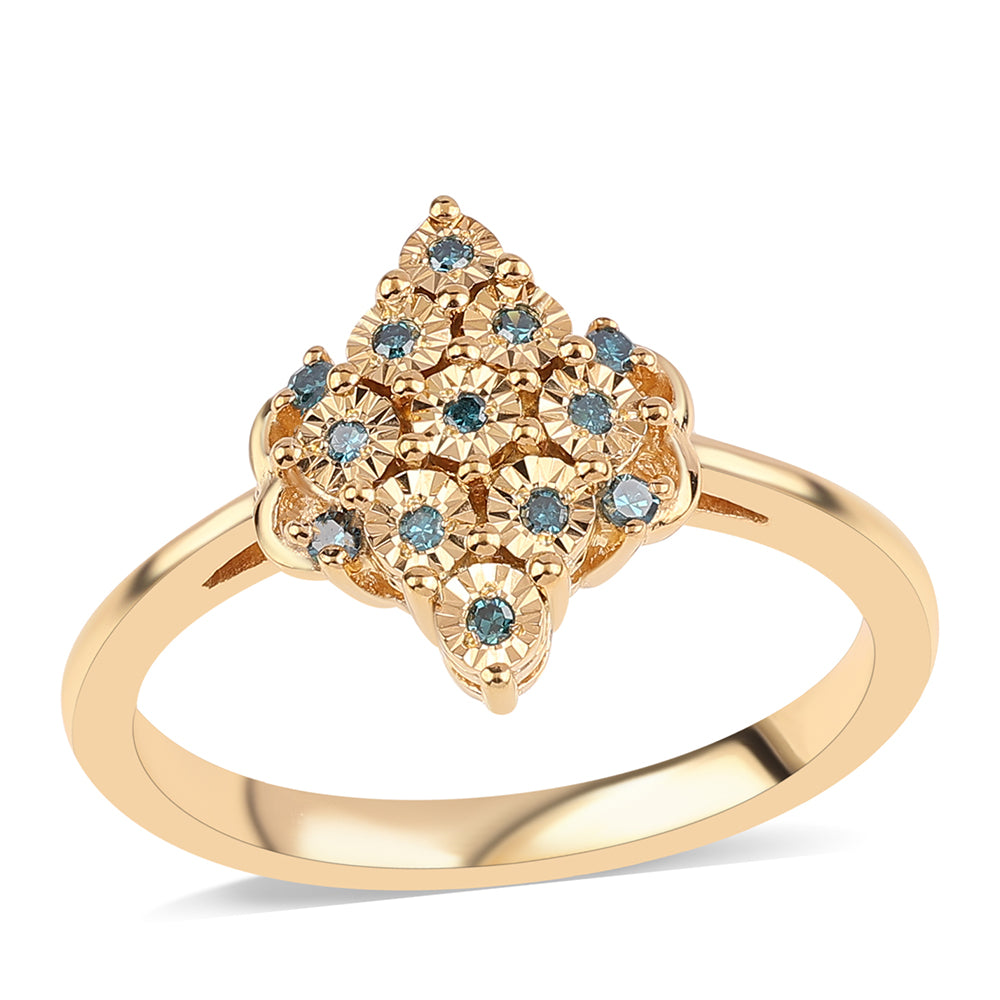 Goldplattierter Silberring mit blauem Diamant 1 