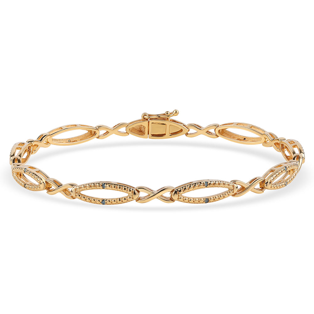 Goldplattiertes Silberarmband mit blauem Diamant 1 
