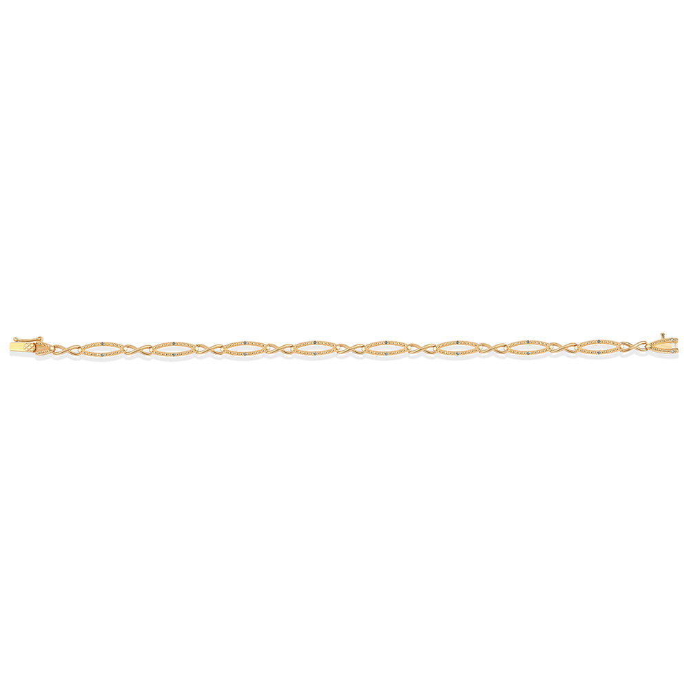 Goldplattiertes Silberarmband mit blauem Diamant 2 